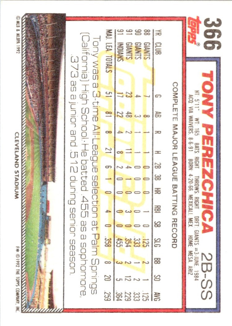 1992 Topps Gold Winners Tony Perezchica