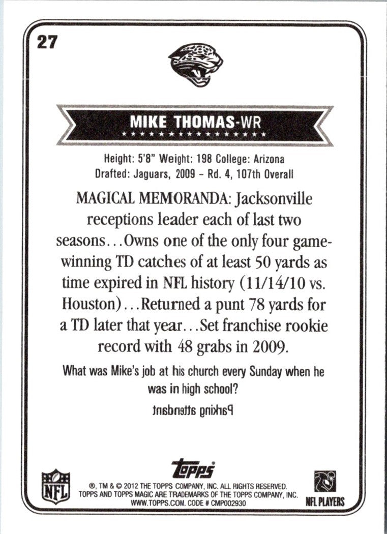 2012 Topps Magic Mike Thomas