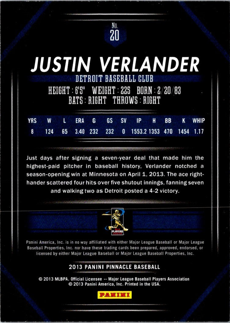 2013 Pinnacle Justin Verlander