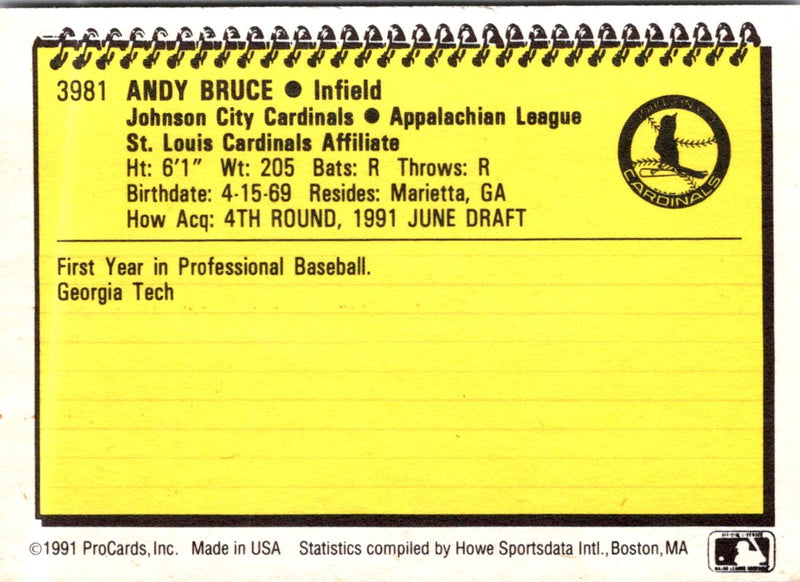 1991 ProCards Andy Bruce