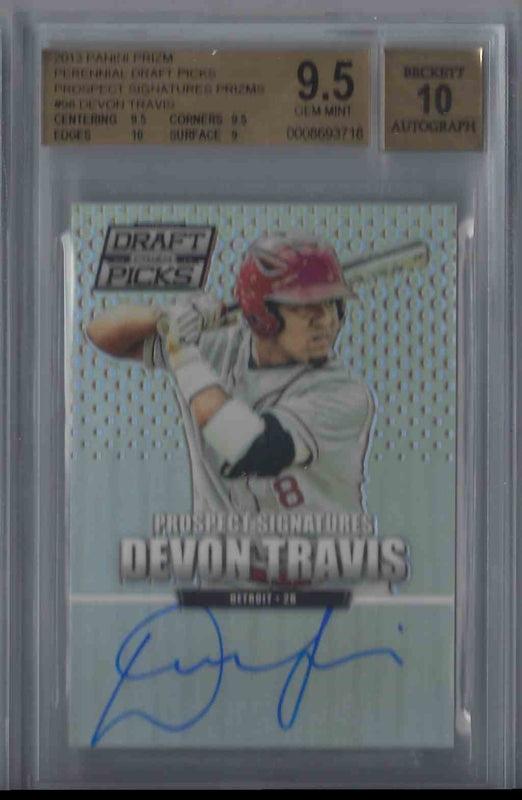 2013 Panini Prizm Devon Travis BGS #98 Rookie Autograph