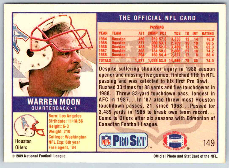 1989 NFL Proset Warren Moon