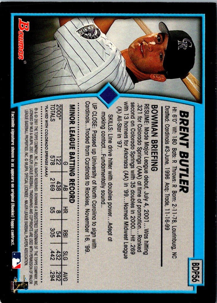 2001 Bowman Draft Picks & Prospects Brent Butler