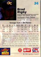 1994 Signature Rookies Draft Picks Brad Rigby #34