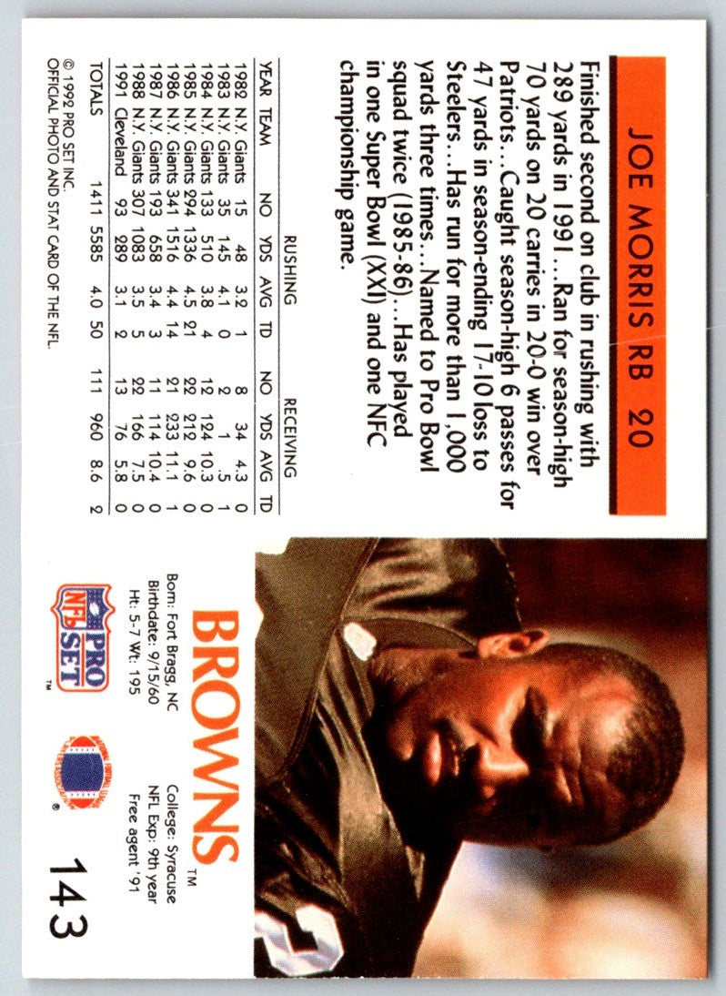 1992 Pro Set Joe Morris