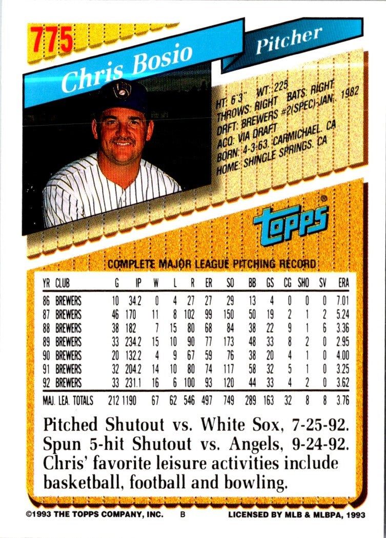 1993 Topps Chris Bosio