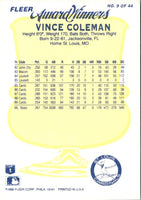 1990 Fleer Award Winners Vince Coleman #9