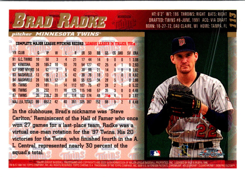 1998 Topps Brad Radke