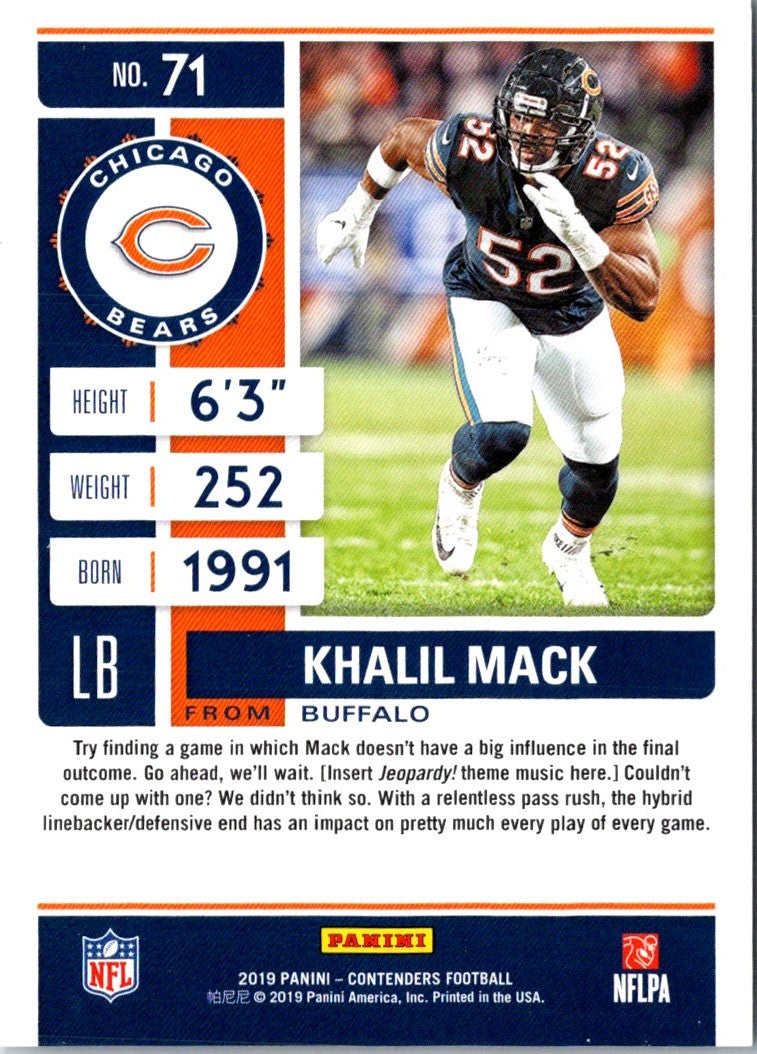 2019 Panini Contenders Khalil Mack