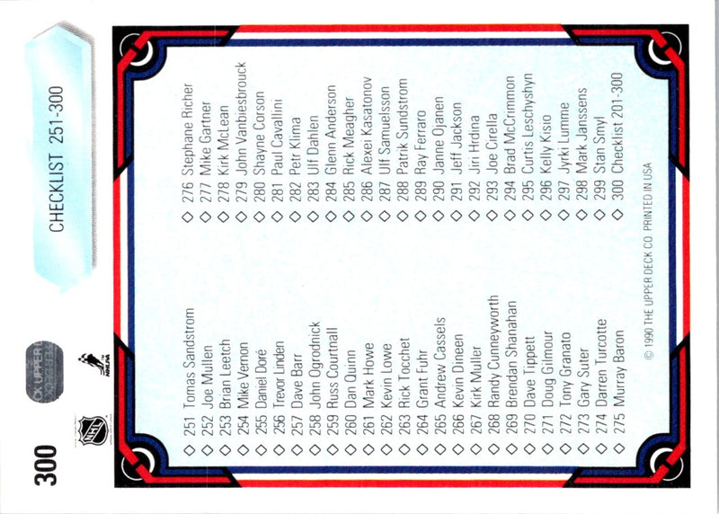 1990 Upper Deck Checklist: