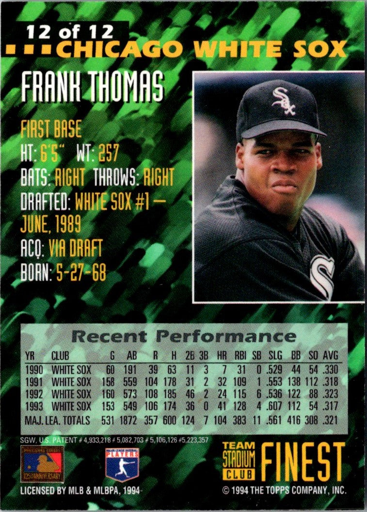 1994 Kraft Singles Superstars Frank Thomas