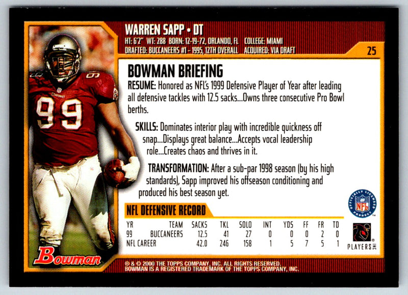 2000 Bowman Warren Sapp