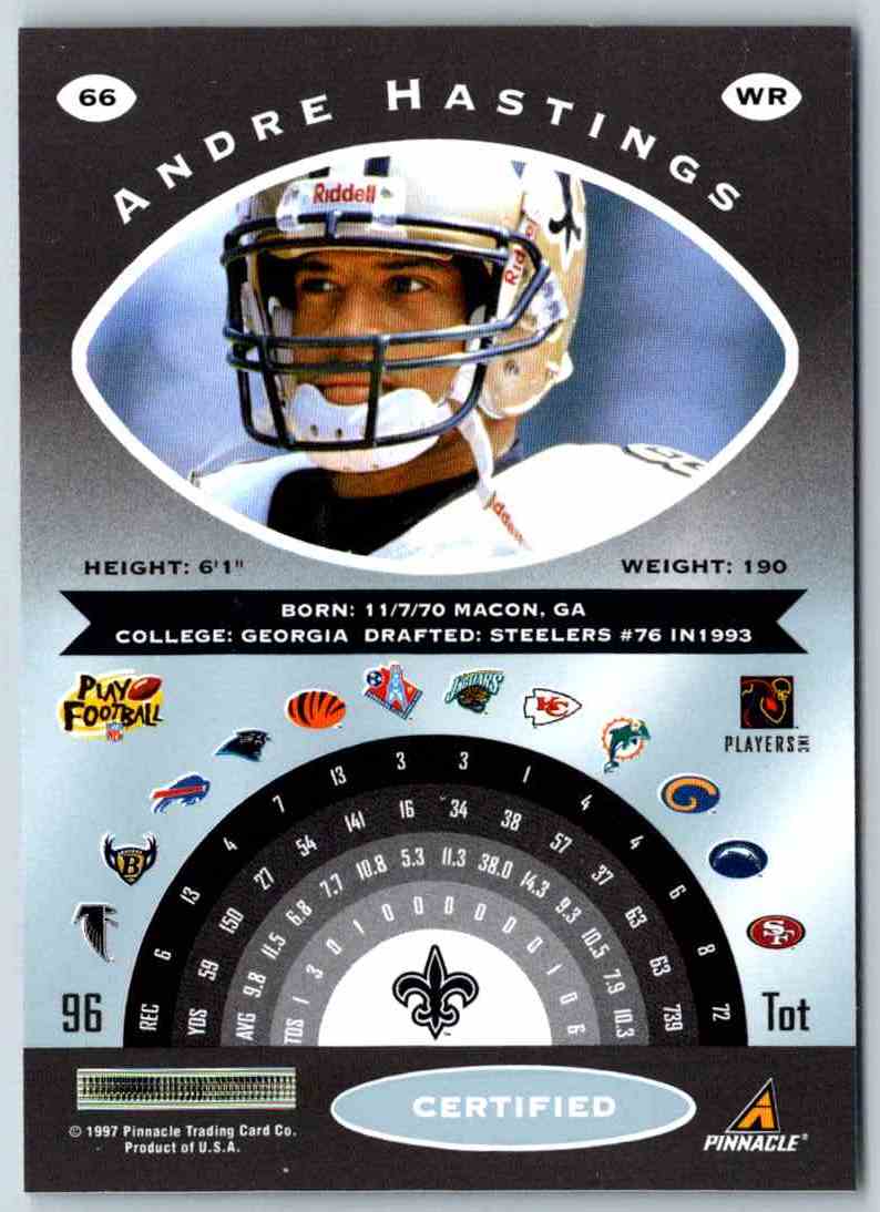 1997 Pinnacle Certified NFL Andre Hastings
