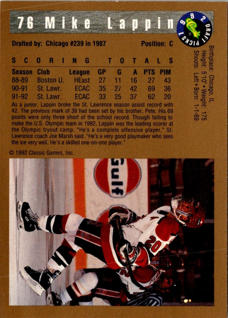 1992 Classic Draft Picks Mike Lappin