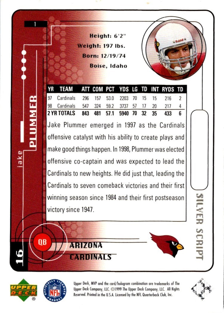 1999 Upper Deck MVP Silver Script Jake Plummer