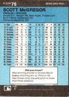 1986 Fleer Star Stickers Scott McGregor #75