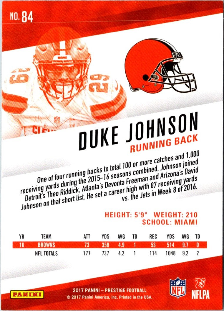 2017 Panini Prestige Duke Johnson