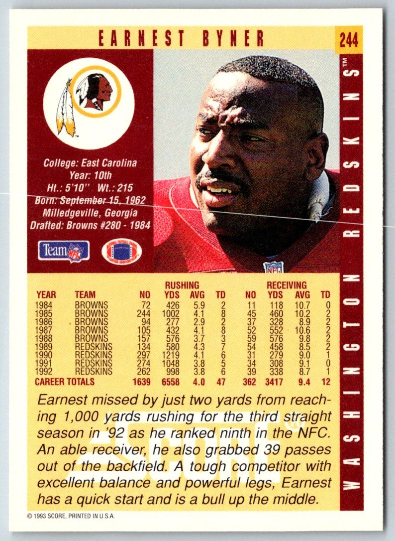 1993 Score Earnest Byner