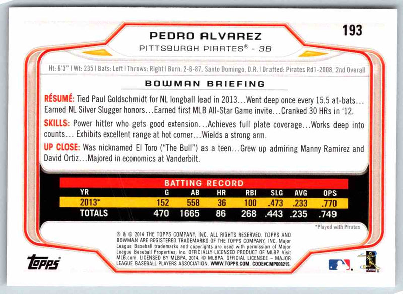 2014 Bowman Pedro Alvarez