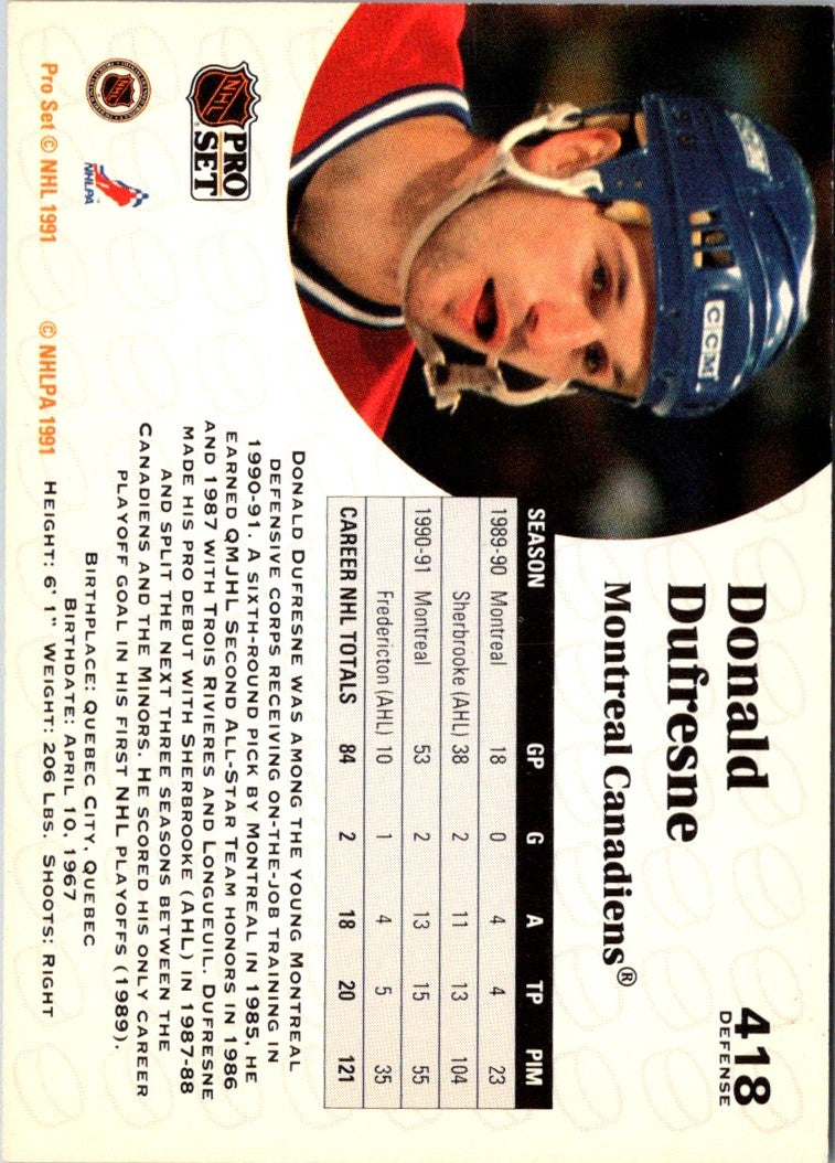 1991 Pro Set Donald Dufresne