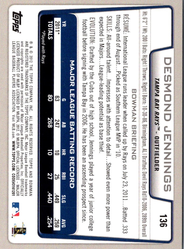 2012 Bowman Desmond Jennings