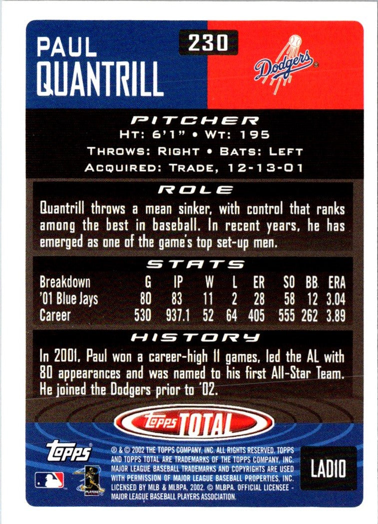 2002 Topps Total Paul Quantrill