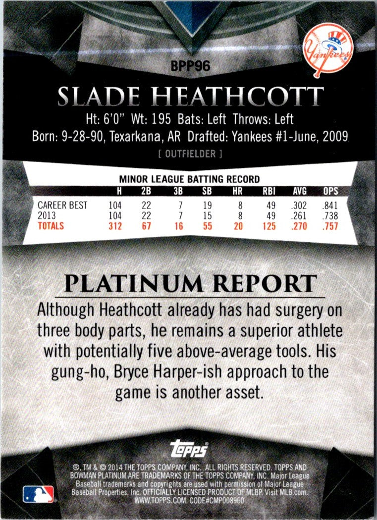 2014 Bowman Platinum Prospects Slade Heathcott