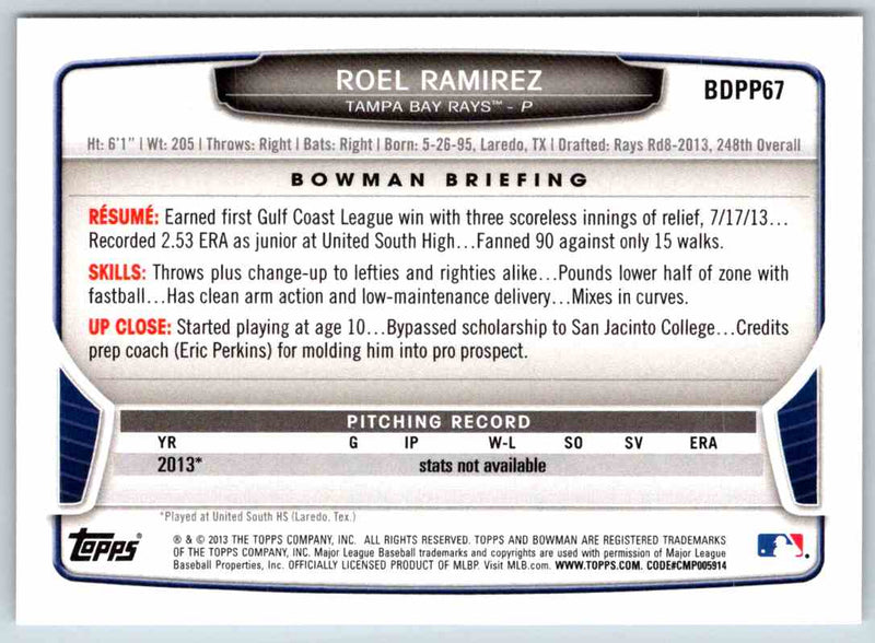 2013 Bowman Roel Ramirez