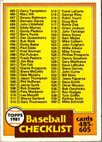 1981 Topps Checklist 485-605 #562