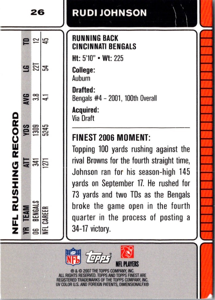 2007 Finest Rudi Johnson