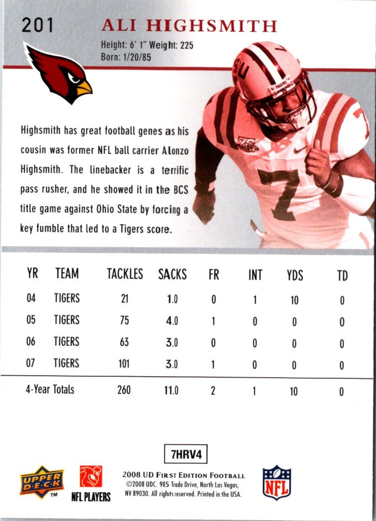 2008 Upper Deck First Edition Ali Highsmith