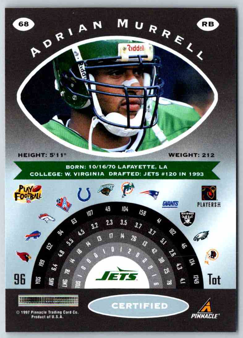 1997 Pinnacle Certified NFL Adrian Murrell