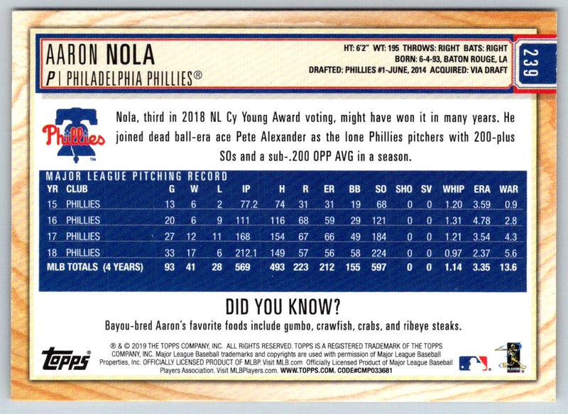 2019 Topps Big League Aaron Nola