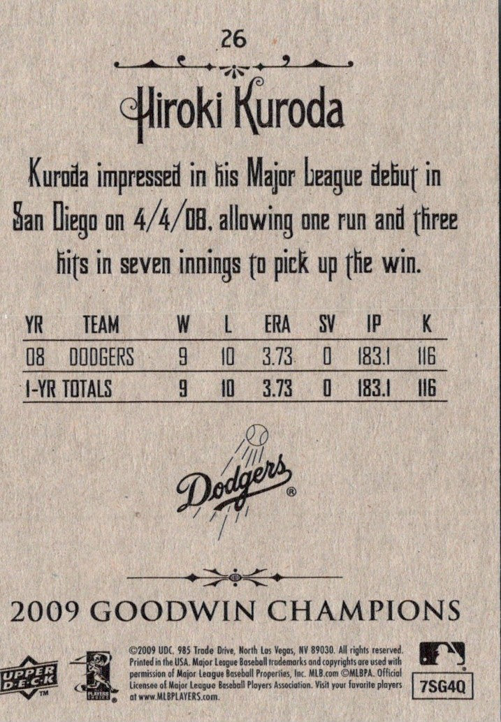 2009 Upper Deck Goodwin Champions Hiroki Kuroda