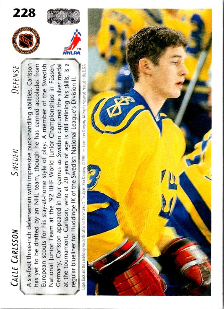 1992 Upper Deck Calle Carlsson