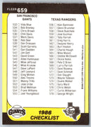 1986 Fleer Checklist: Brewers/Braves/Giants/Rangers