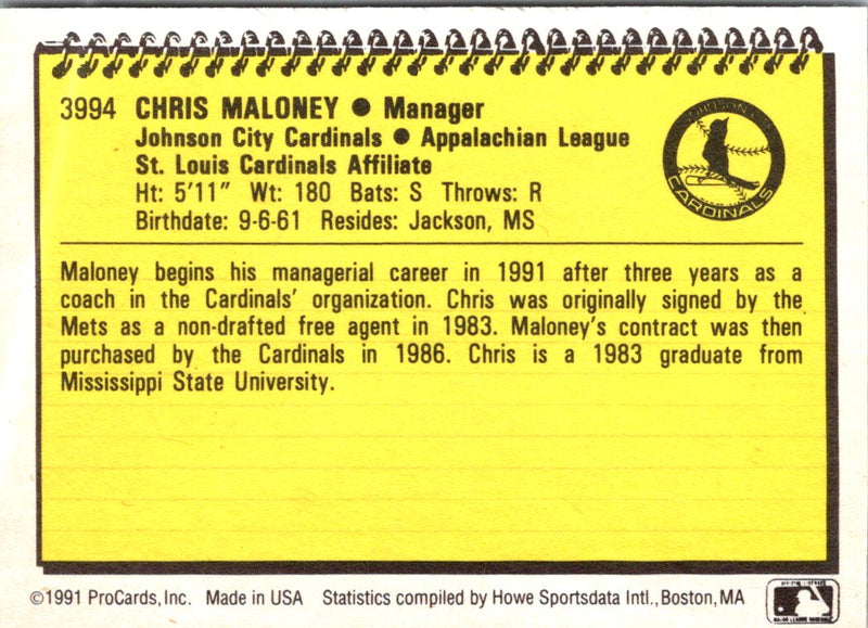 1991 ProCards Chris Maloney