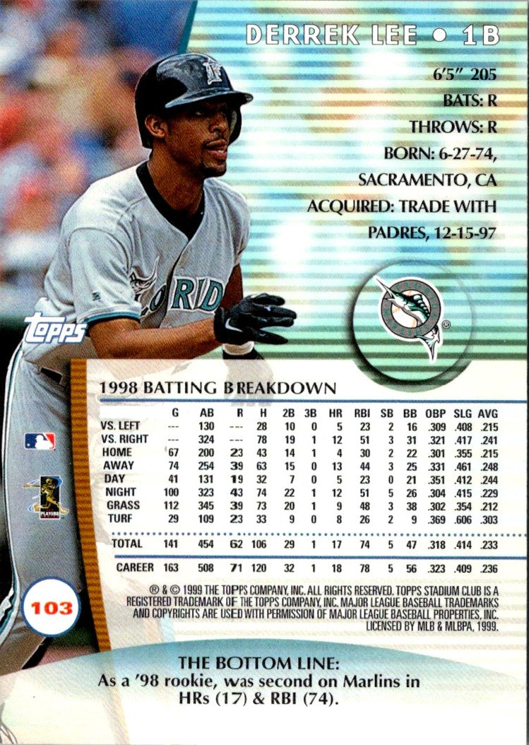 1999 Stadium Club Derrek Lee