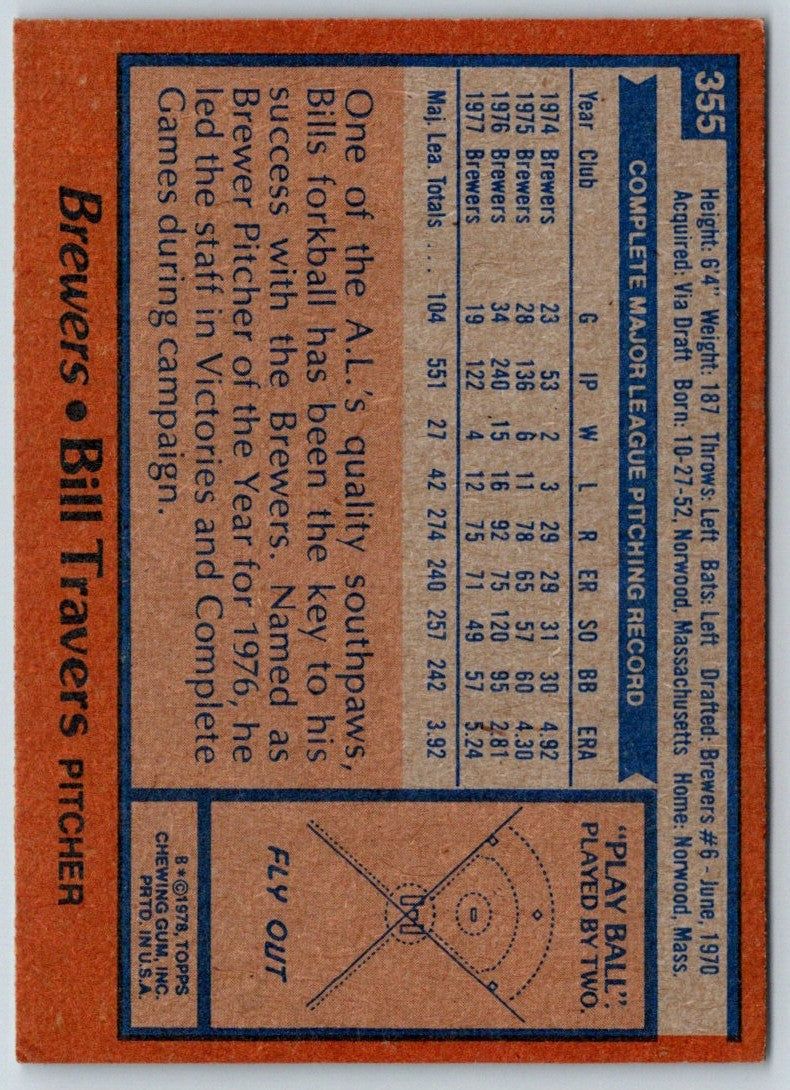 1978 Topps Bill Travers