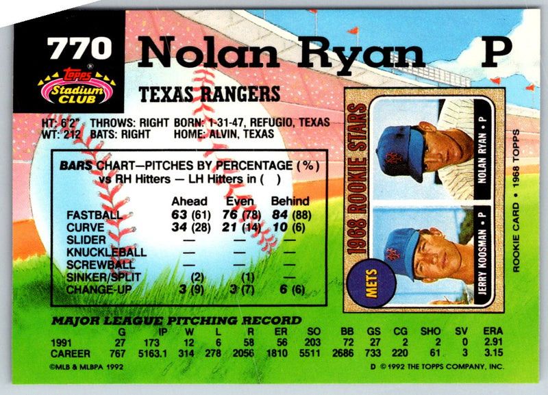 1992 Stadium Club Nolan Ryan