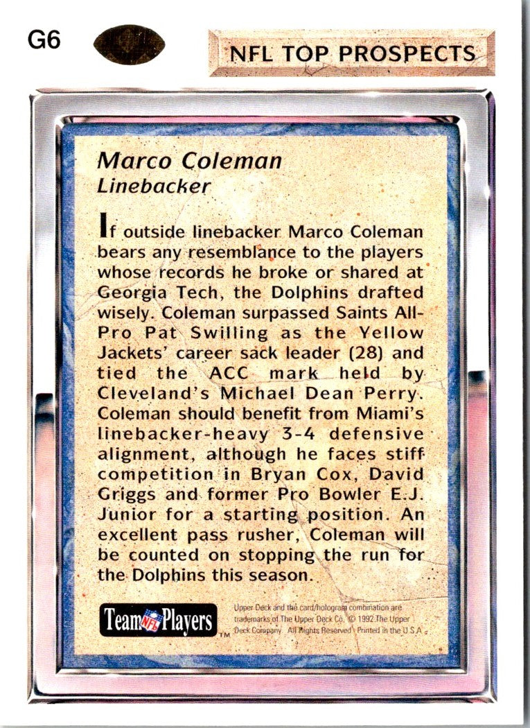 1992 Upper Deck Gold Marco Coleman