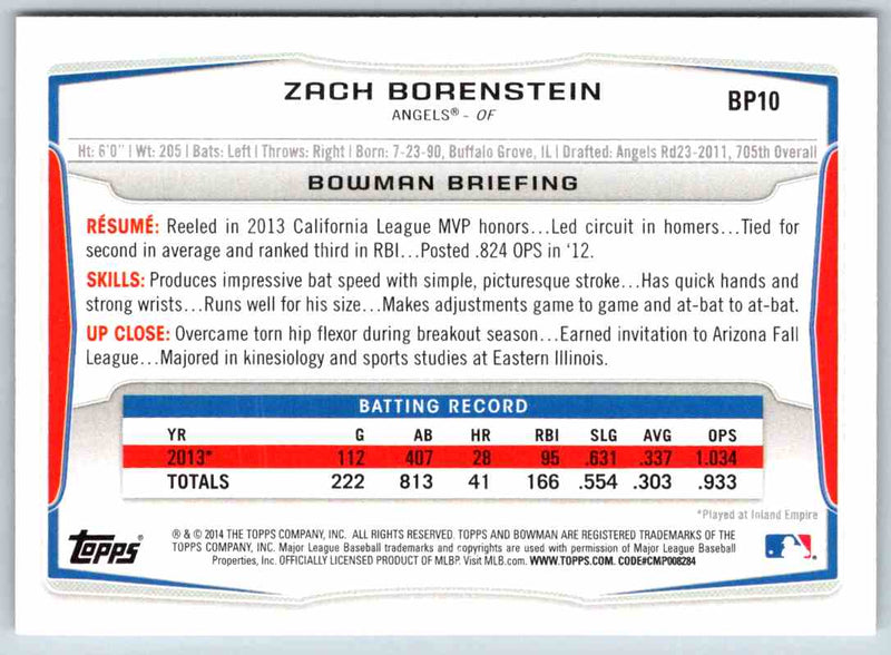 2014 Bowman Zach Borenstein