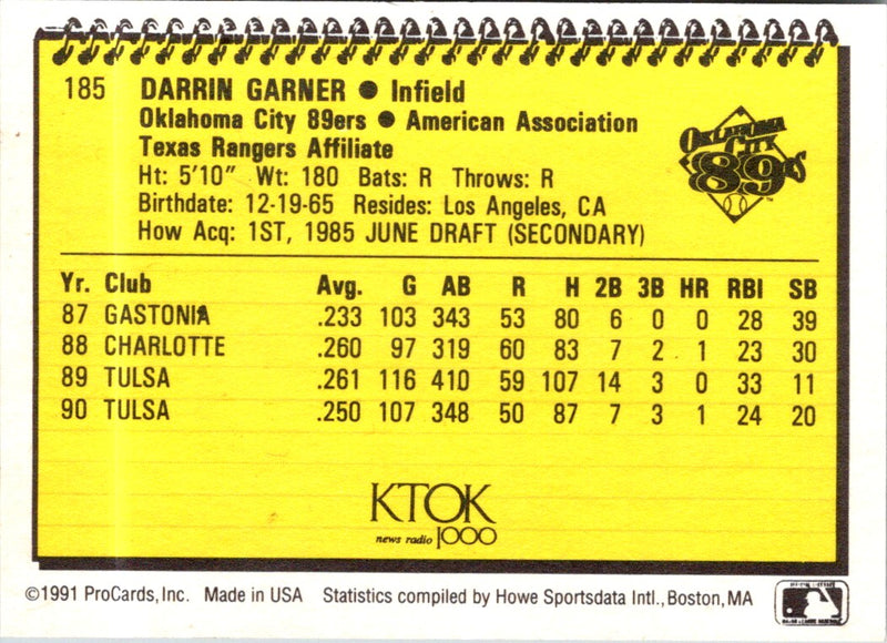 1991 ProCards Darrin Garner