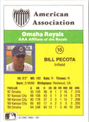 1990 CMC Omaha Royals Bill Pecota