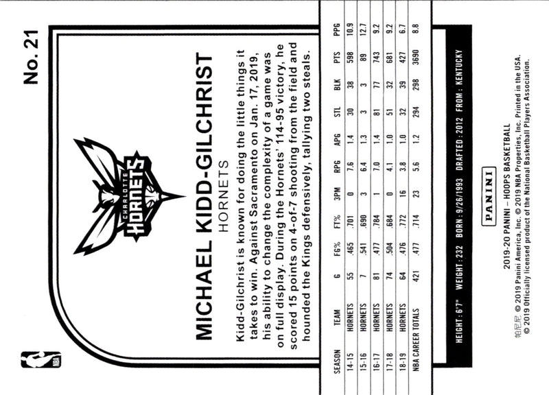 2018 Panini Certified Michael Kidd-Gilchrist