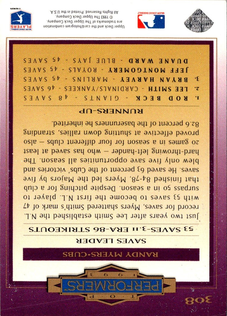 1993 Collectors choice Randy Myers