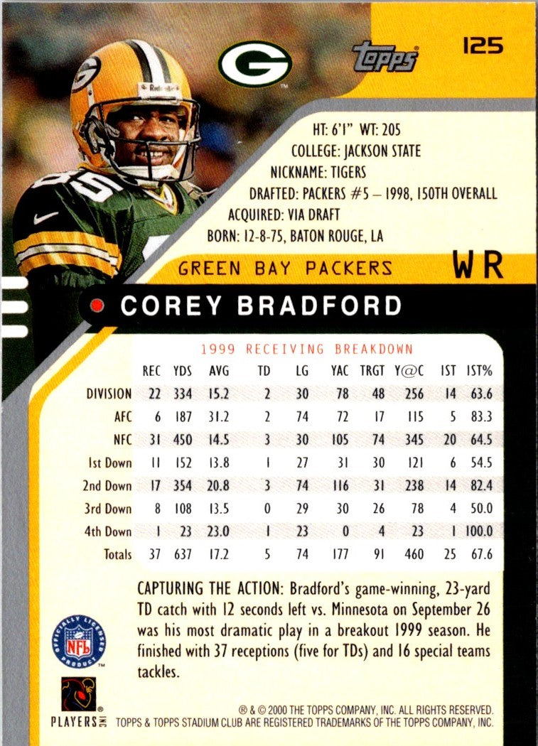 2000 Stadium Club Corey Bradford