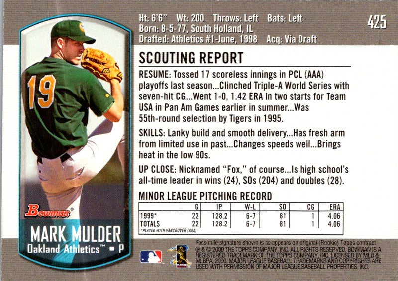 2000 Bowman Mark Mulder