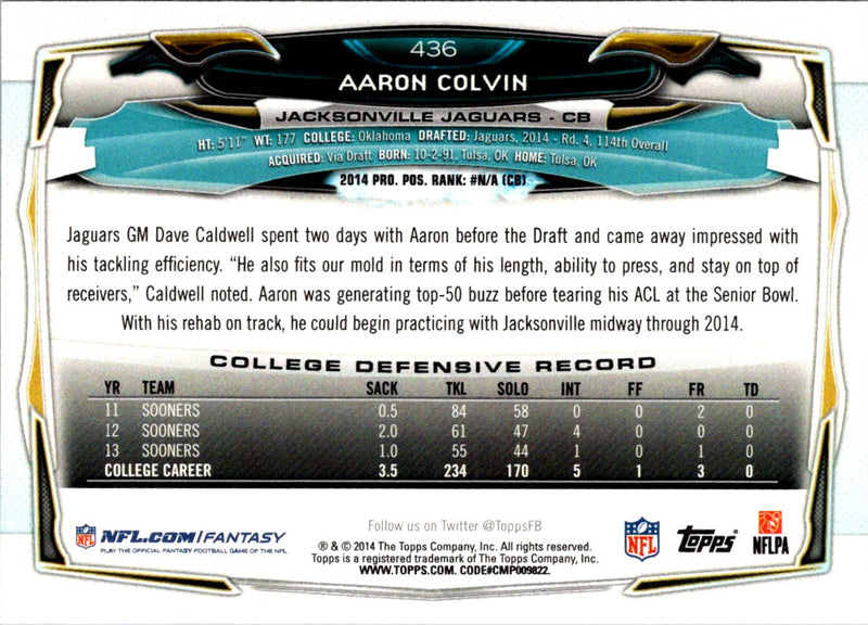 2014 Topps Aaron Colvin