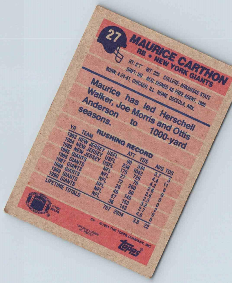 1991 Topps Football Maurice Carthon